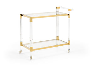 Boulevardier Bar Cart - Glamorous Clear Acrylic & Gold Stainless Steel, Perfect for Any Occasion!