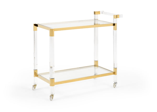 Boulevardier Bar Cart - Glamorous Clear Acrylic & Gold Stainless Steel, Perfect for Any Occasion!