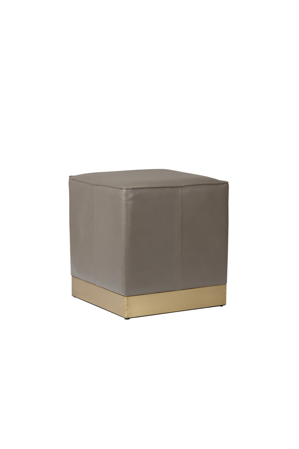 Dorian Gray Pouf: Stylish Gray Leather Footstool with Antique Brass Base for Home & Office Use