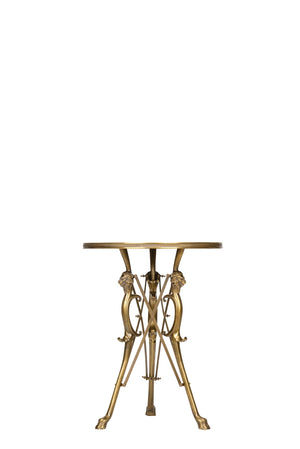 Lion In The Library Table - Stunning Brass Design with Lion Head Detail and Elegant Round Mirror Top