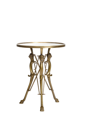 Lion In The Library Table - Stunning Brass Design with Lion Head Detail and Elegant Round Mirror Top