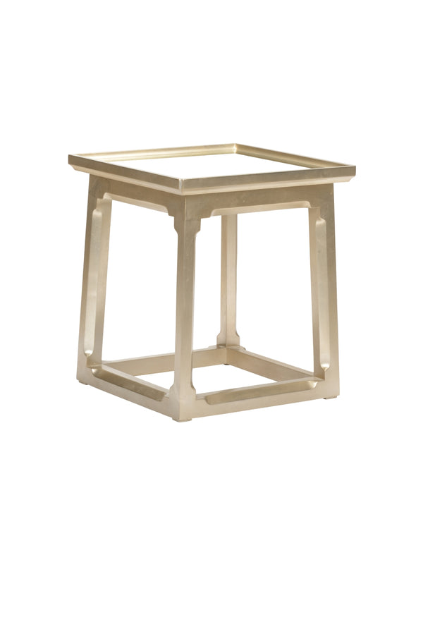 Vinh Table: Elegant Silver Leaf End Table with Mirrored Top - Perfect for Modular Coffee Styles!