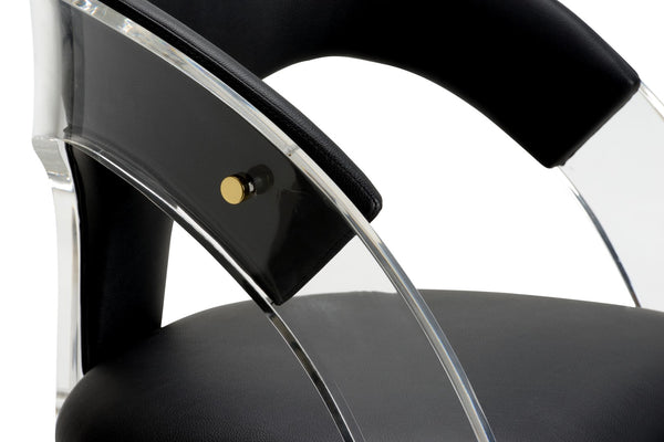 After Midnight Bar Stool - Sleek Acrylic Frame with Black Faux Leather for Modern Home & Office Style