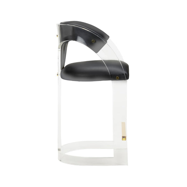 After Midnight Bar Stool - Sleek Acrylic Frame with Black Faux Leather for Modern Home & Office Style