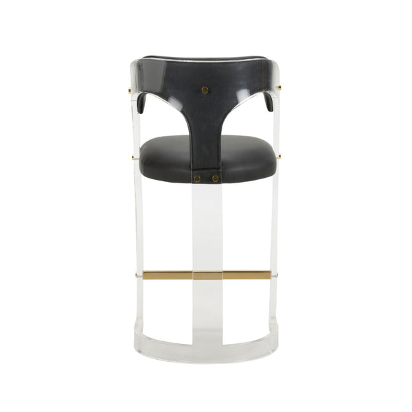 After Midnight Bar Stool - Sleek Acrylic Frame with Black Faux Leather for Modern Home & Office Style