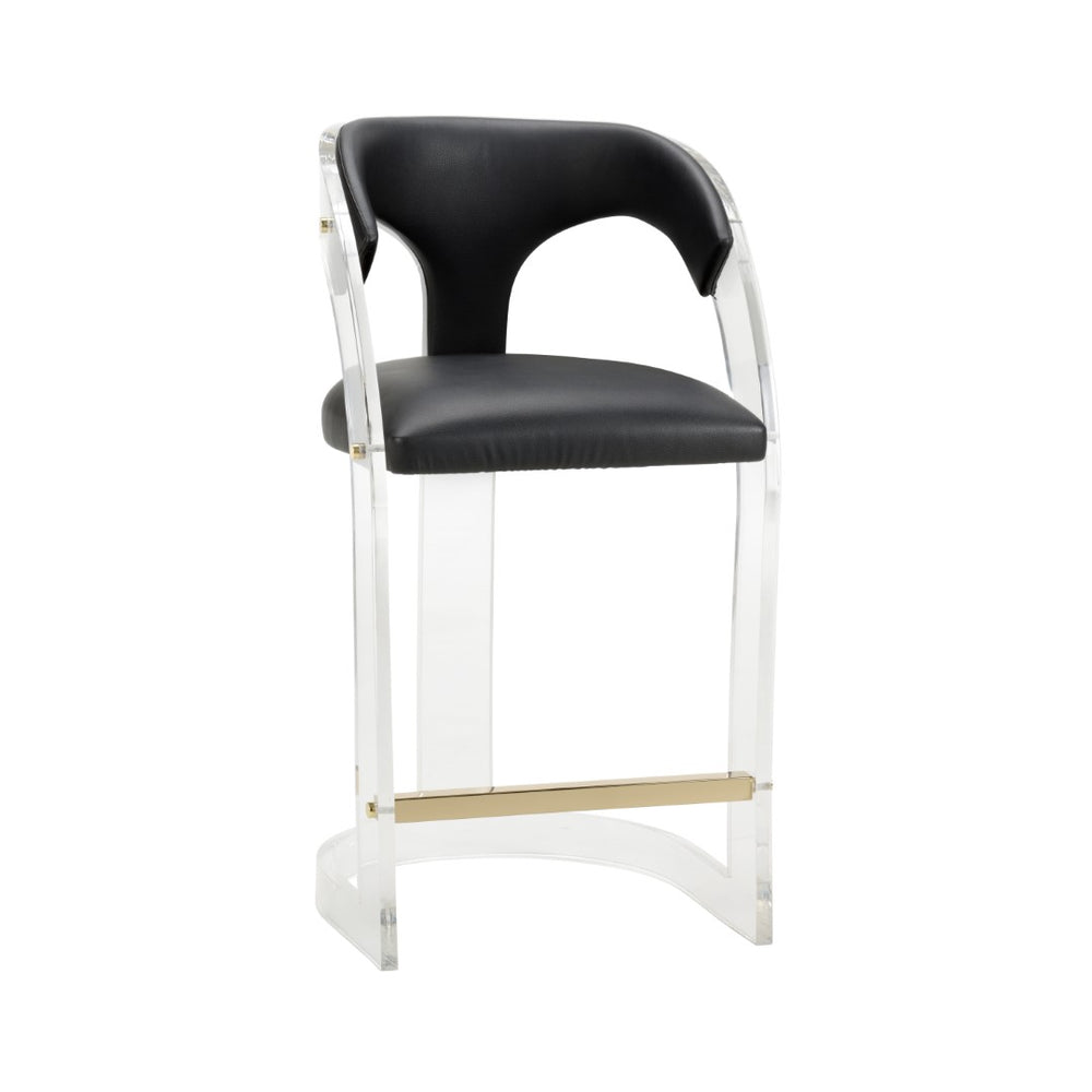 After Midnight Bar Stool - Sleek Acrylic Frame with Black Faux Leather for Modern Home & Office Style