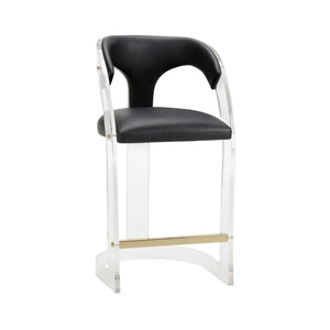 After Midnight Bar Stool - Sleek Acrylic Frame with Black Faux Leather for Modern Home & Office Style