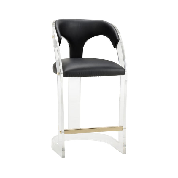 After Midnight Bar Stool - Sleek Acrylic Frame with Black Faux Leather for Modern Home & Office Style