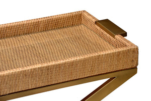 Vieux Carre Console Table - Elegant Coastal Entryway Design with Glass Top & Woven Cane Accents