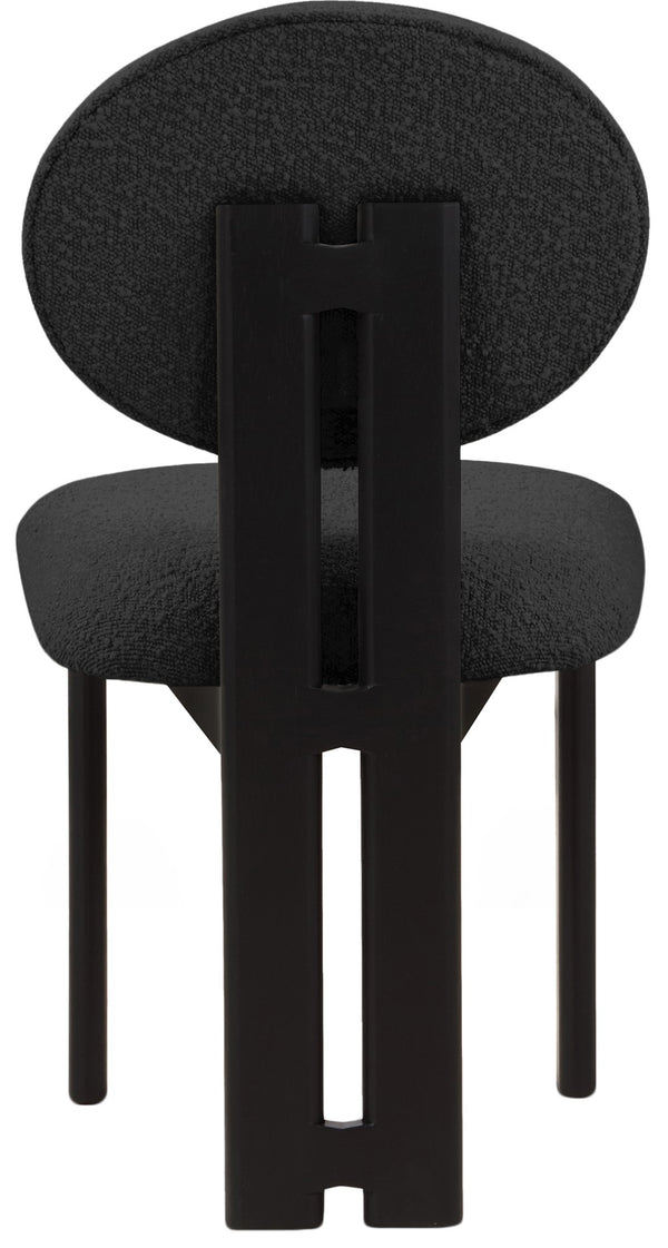 Napa Boucle Fabric / Rubberwood / Engineered Wood Mid-Century Modern Black Boucle Fabric Dining Chair - 17.5" W x 21" D x 32" H