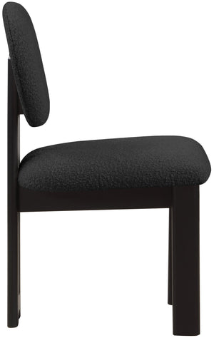 Napa Boucle Fabric / Rubberwood / Engineered Wood Mid-Century Modern Black Boucle Fabric Dining Chair - 17.5" W x 21" D x 32" H