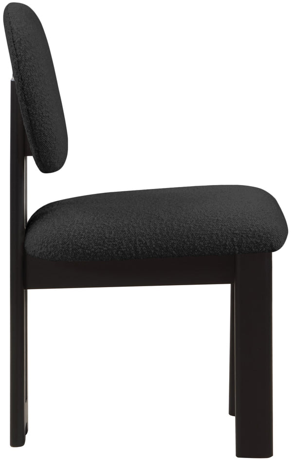 Napa Boucle Fabric / Rubberwood / Engineered Wood Mid-Century Modern Black Boucle Fabric Dining Chair - 17.5" W x 21" D x 32" H