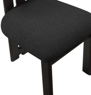 Napa Boucle Fabric / Rubberwood / Engineered Wood Mid-Century Modern Black Boucle Fabric Dining Chair - 17.5" W x 21" D x 32" H
