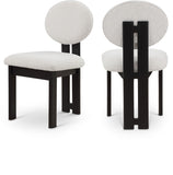 Napa Boucle Fabric / Rubberwood / Engineered Wood Mid-Century Modern Cream Boucle Fabric Dining Chair - 17.5" W x 21" D x 32" H