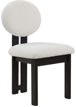 Napa Boucle Fabric / Rubberwood / Engineered Wood Mid-Century Modern Cream Boucle Fabric Dining Chair - 17.5" W x 21" D x 32" H