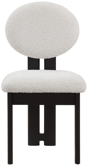 Napa Boucle Fabric / Rubberwood / Engineered Wood Mid-Century Modern Cream Boucle Fabric Dining Chair - 17.5" W x 21" D x 32" H