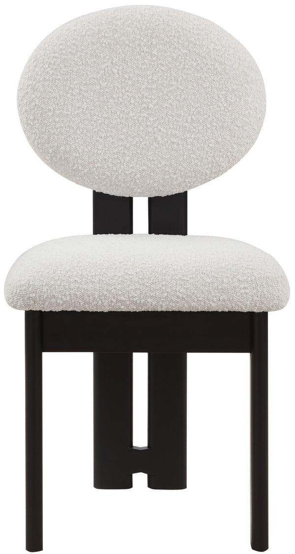 Napa Boucle Fabric / Rubberwood / Engineered Wood Mid-Century Modern Cream Boucle Fabric Dining Chair - 17.5" W x 21" D x 32" H