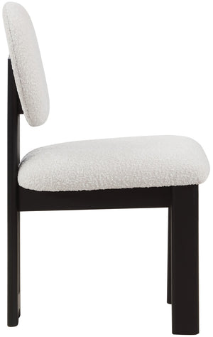 Napa Boucle Fabric / Rubberwood / Engineered Wood Mid-Century Modern Cream Boucle Fabric Dining Chair - 17.5" W x 21" D x 32" H