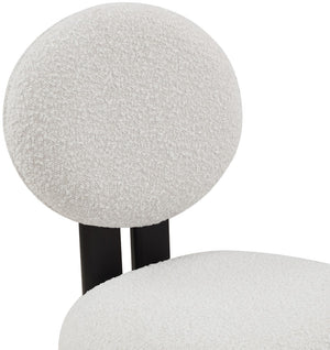 Napa Boucle Fabric / Rubberwood / Engineered Wood Mid-Century Modern Cream Boucle Fabric Dining Chair - 17.5" W x 21" D x 32" H