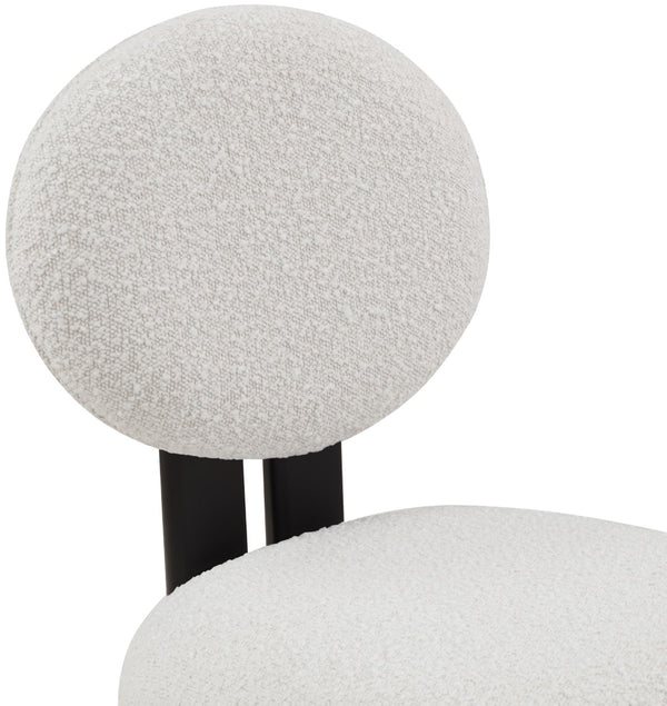 Napa Boucle Fabric / Rubberwood / Engineered Wood Mid-Century Modern Cream Boucle Fabric Dining Chair - 17.5" W x 21" D x 32" H