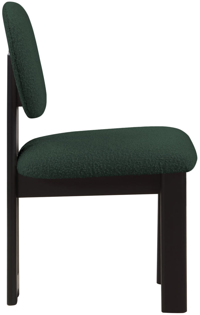 Napa Boucle Fabric / Rubberwood / Engineered Wood Mid-Century Modern Green Boucle Fabric Dining Chair - 17.5" W x 21" D x 32" H