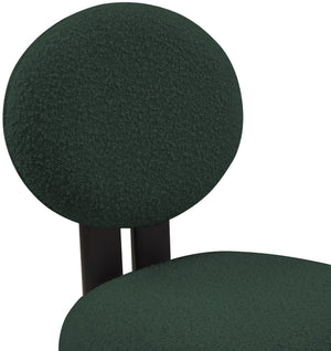 Napa Boucle Fabric / Rubberwood / Engineered Wood Mid-Century Modern Green Boucle Fabric Dining Chair - 17.5" W x 21" D x 32" H