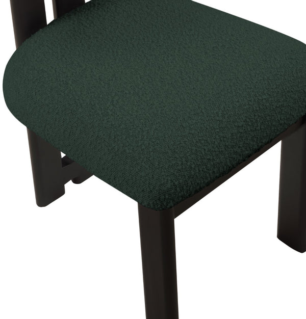 Napa Boucle Fabric / Rubberwood / Engineered Wood Mid-Century Modern Green Boucle Fabric Dining Chair - 17.5" W x 21" D x 32" H