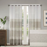 Hayden Modern/Contemporary 100% Polyester Faux Linen Woven Stripe Widnow Sheer in Neutral