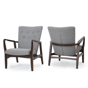 Becker Grey Fabric Arm Chair Noble House