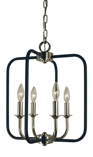 4-Light Polished Nickel/Matte Black Boulevard Chandelier