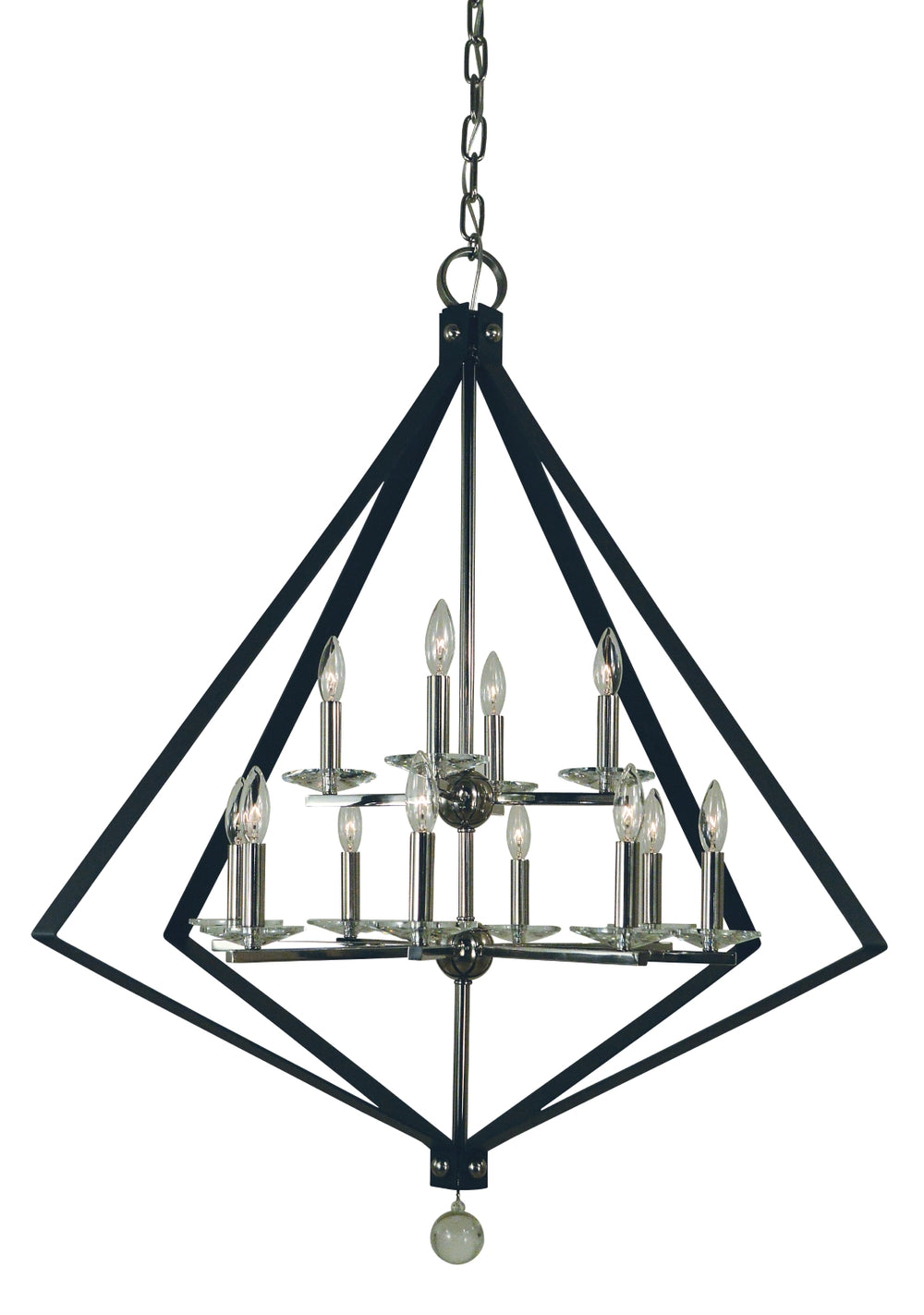 12-Light Polished Nickel/Matte Black Ice Chandelier