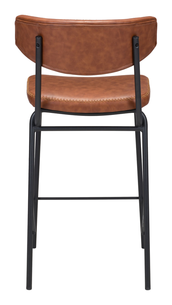 Zuo Modern Sharon 100% Polyurethane, Plywood, Steel Modern Commercial Grade Counter Stool Set - Set of 4 Vintage Brown, Black 100% Polyurethane, Plywood, Steel