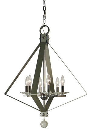 6-Light Polished Nickel/Satin Pewter Ice Chandelier