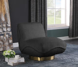 Geneva Boucle Fabric / Eucalyptus Wood / Stainless Steel / Foam Contemporary Black Boucle Fabric Swivel Accent Chair - 29" W x 35" D x 27.5" H