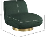 Geneva Boucle Fabric / Eucalyptus Wood / Stainless Steel / Foam Contemporary Green Boucle Fabric Swivel Accent Chair - 29" W x 35" D x 27.5" H