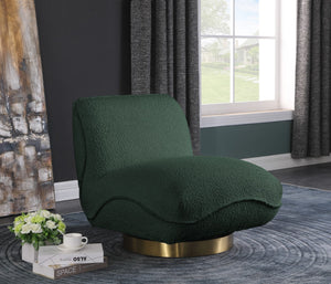 Geneva Boucle Fabric / Eucalyptus Wood / Stainless Steel / Foam Contemporary Green Boucle Fabric Swivel Accent Chair - 29" W x 35" D x 27.5" H