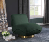 Geneva Boucle Fabric / Eucalyptus Wood / Stainless Steel / Foam Contemporary Green Boucle Fabric Swivel Accent Chair - 29" W x 35" D x 27.5" H