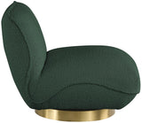 Geneva Boucle Fabric / Eucalyptus Wood / Stainless Steel / Foam Contemporary Green Boucle Fabric Swivel Accent Chair - 29" W x 35" D x 27.5" H