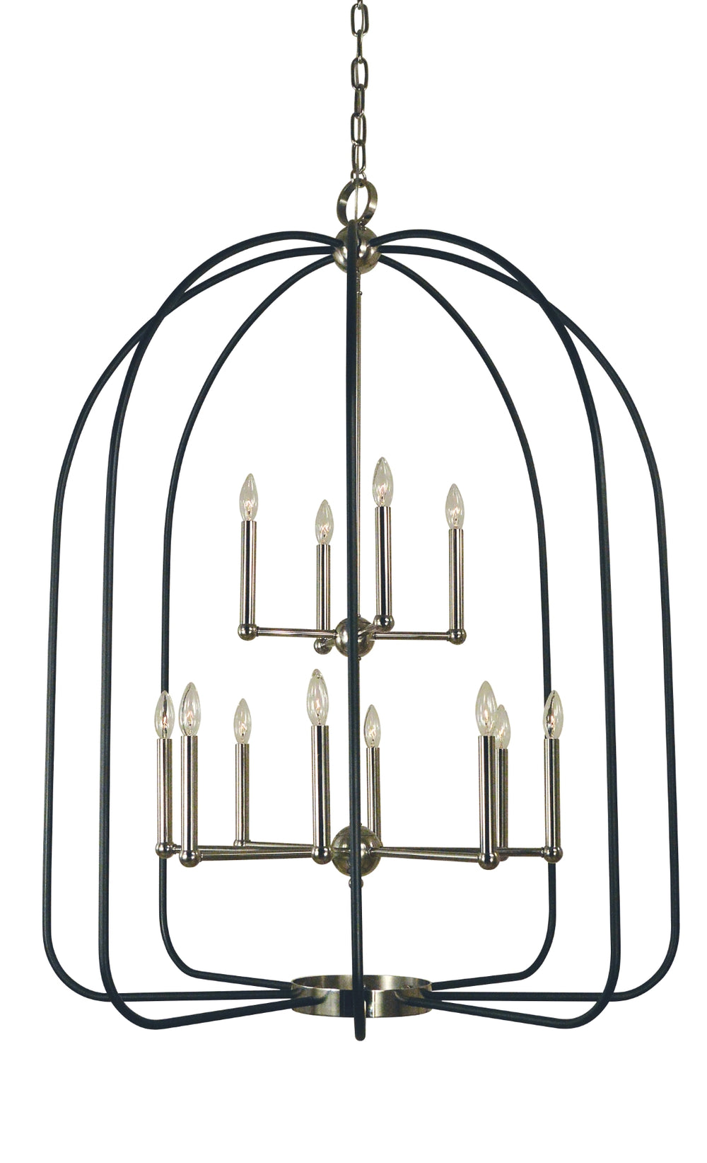 Framburg 12-Light Polished Nickel/Matte Black Boulevard Chandelier 4932 PN/MBLACK