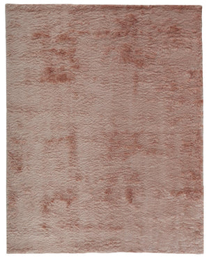 Indochine Plush Shag Area Rug with Metallic Sheen, Salmon Pink, 7ft-6in x 9ft-6in