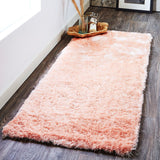 Indochine Plush Shag Rug with Metallic Sheen, Salmon Pink, 2ft-6in x 6ft, Runner