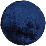 Indochine Plush Shag Rug with Metallic Sheen, Dark Blue, 8ft x 8ft Round