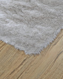 Indochine Plush Shag Area Rug with Metallic Sheen, Platinum/Gray, 7ft-6in x 9ft-6in
