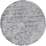 Indochine Plush Shag Rug with Metallic Sheen, Platinum/Gray, 8ft x 8ft Round