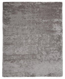 Indochine Plush Shag Area Rug with Metallic Sheen, Platinum/Gray, 7ft-6in x 9ft-6in