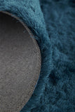 Indochine Plush Shag Rug with Metallic Sheen, Deep Teal Blue, 8ft x 8ft Round
