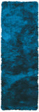 Indochine Plush Shag Rug with Metallic Sheen, Deep Teal Blue, 2ft-6in x 6ft, Runner