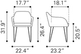 English Elm EE2698 100% Polyurethane, Plywood, Steel Modern Commercial Grade Dining Chair Set - Set of 2 Vintage Gray, Black 100% Polyurethane, Plywood, Steel