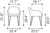 Zuo Modern Braxton 100% Polyurethane, Plywood, Steel Modern Commercial Grade Dining Chair Set - Set of 2 Vintage Gray, Black 100% Polyurethane, Plywood, Steel