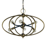 6-Light Antique Brass/Matte Black Orbit Chandelier